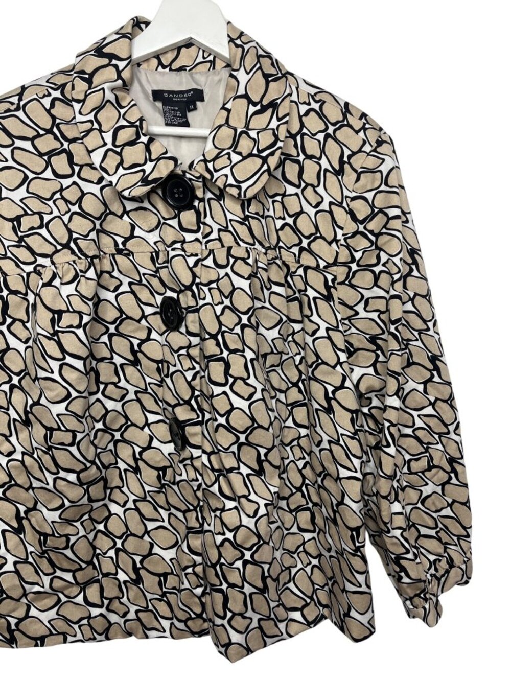 Sandro Tweed Blazer Plus 1X Tan Black Preppy - Picture 3 of 12